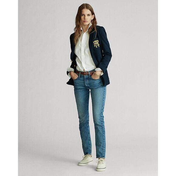 Polo Ralph Lauren Aviator Navy Knit Cotton Gold Crest Blazer Jacket NEW/NWT!! - Picture 2 of 15